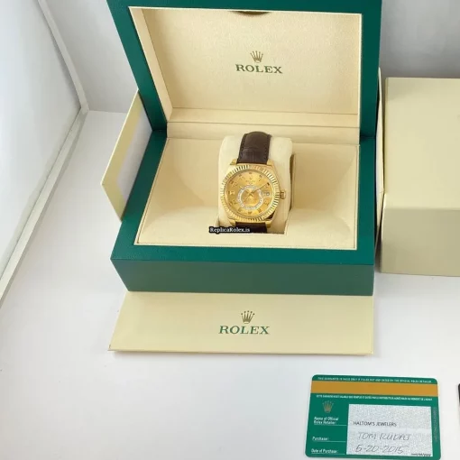 Aaa Replica Rolex Sky-dweller 326138 Caliber 9001 Automatic Movement 42mm Yellow Gold Case Mens/unisex Watch - Image 6
