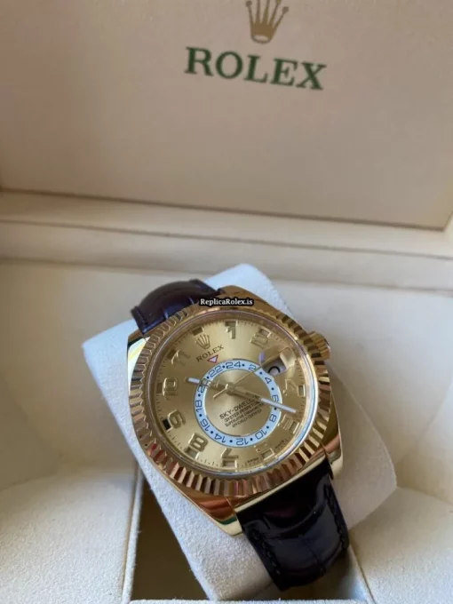 Lovely Replica Rolex Sky-dweller 326138 Caliber 9001 Automatic Movement 42mm Yellow Gold Case Mens/unisex Watch - Image 7