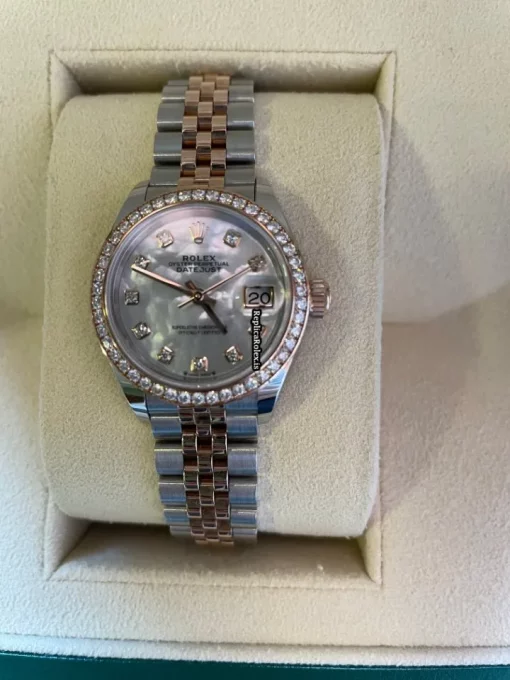 High-end Replica Rolex Lady-datejust 279381rbr Caliber 2236 Automatic Movement 28x30mm Rose Gold Case Womens Watch - Image 4