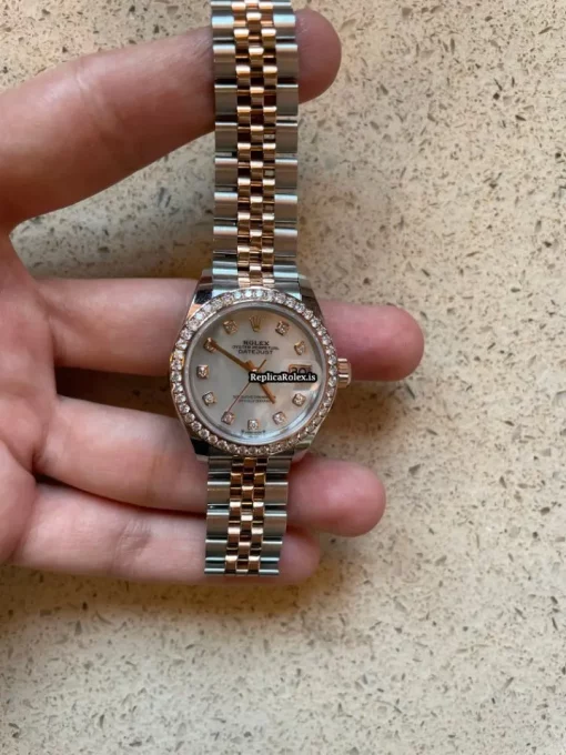 High-end Replica Rolex Lady-datejust 279381rbr Caliber 2236 Automatic Movement 28x30mm Rose Gold Case Womens Watch - Image 5