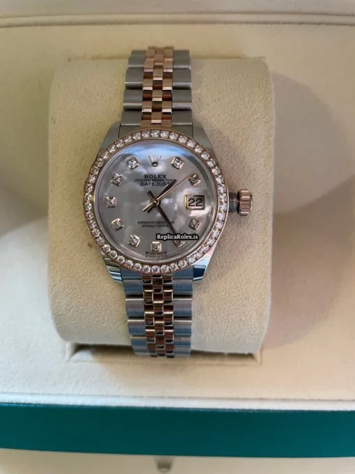 High-end Replica Rolex Lady-datejust 279381rbr Caliber 2236 Automatic Movement 28x30mm Rose Gold Case Womens Watch - Image 8