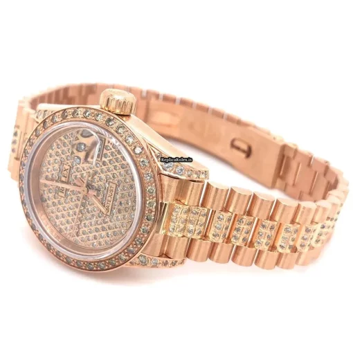 Swiss Fake Rolex Lady-datejust 179165 Automatic Movement 26mm Rose Gold Case Womens Watch - Image 3