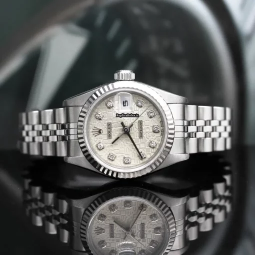 Stylish Replica Rolex Lady-datejust 69174 Caliber 2135 Automatic Movement 26x42mm Steel Case Womens Watch - Image 4