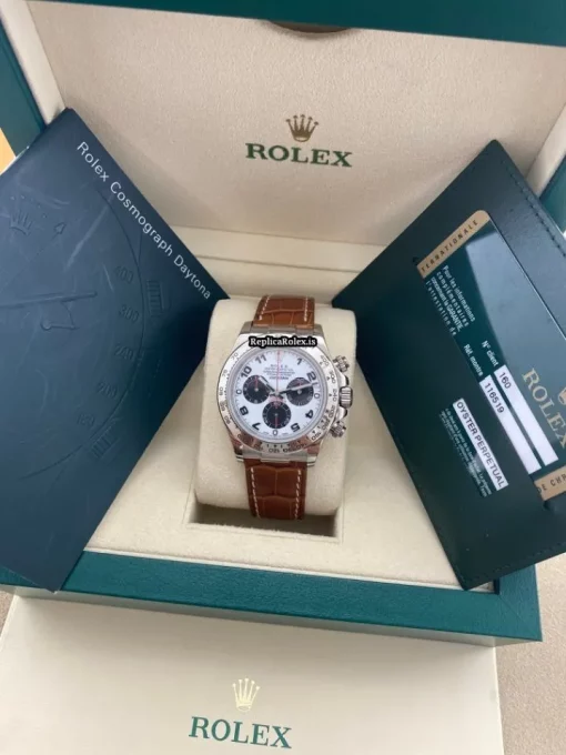 Quality Replica Rolex Daytona 116519 Caliber 4130 Automatic Movement 40mm White Gold Case Mens/unisex Watch - Image 7