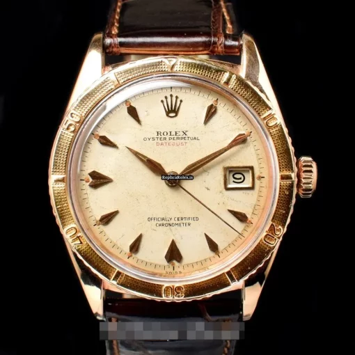Suitable Replica Rolex Datejust Turn-o-graph 6309 Automatic Movement 36mm Yellow Gold Case Mens/unisex Watch - Image 2