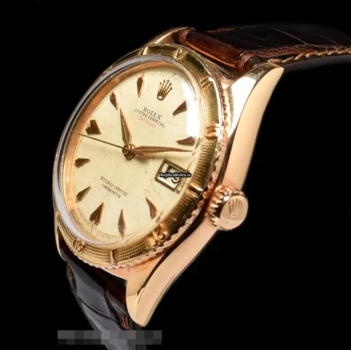 Suitable Replica Rolex Datejust Turn-o-graph 6309 Automatic Movement 36mm Yellow Gold Case Mens/unisex Watch - Image 3