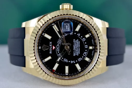 Incredible Fake Rolex Sky-dweller 326238 Caliber 9001 Automatic Movement 42mm Yellow Gold Case Mens/unisex Watch