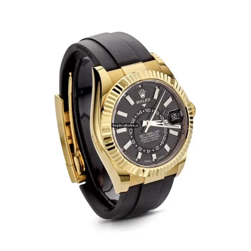 Special Knockoff Rolex Sky-dweller 326238 Caliber 9001 Automatic Movement 42mm Yellow Gold Case Mens/unisex Watch - Image 2