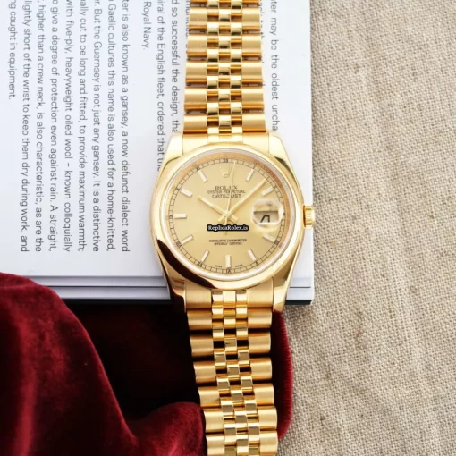 1:1 Replica Rolex Datejust 116208 Automatic Movement 36mm Yellow Gold Case Mens/unisex Watch - Image 3
