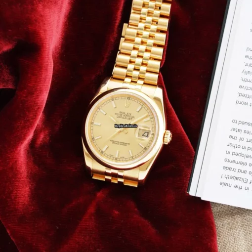 1:1 Replica Rolex Datejust 116208 Automatic Movement 36mm Yellow Gold Case Mens/unisex Watch - Image 6