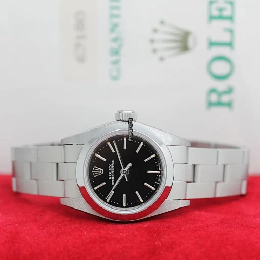 Terrific Fake Rolex Oyster Perpetual 67180 Caliber 2130 Automatic Movement 26x42mm Steel Case Womens Watch - Image 5