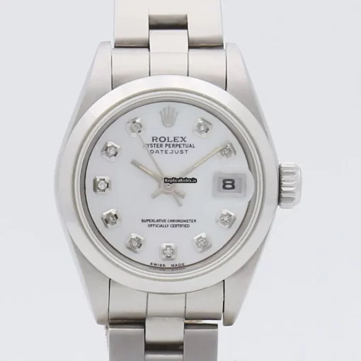 Well Made Fake Rolex Oyster Perpetual Lady Date 69160 Caliber 2135 Automatic Movement 26mm Steel Case Womens Watch