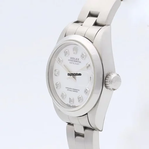 Well Made Fake Rolex Oyster Perpetual Lady Date 69160 Caliber 2135 Automatic Movement 26mm Steel Case Womens Watch - Image 3