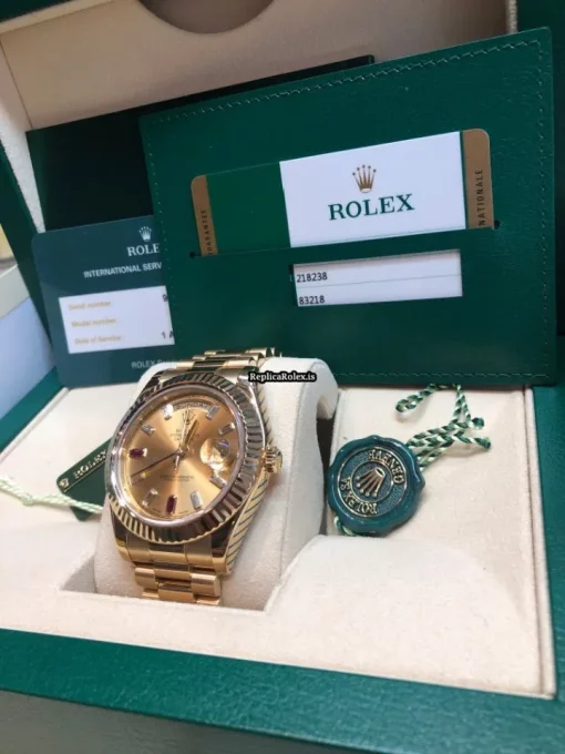 Great Replica Rolex Day-date II 218238 Caliber 3156 Automatic Movement 41mm Yellow Gold Case Mens/unisex Watch - Image 2
