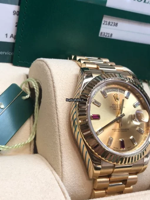 Great Replica Rolex Day-date II 218238 Caliber 3156 Automatic Movement 41mm Yellow Gold Case Mens/unisex Watch - Image 3