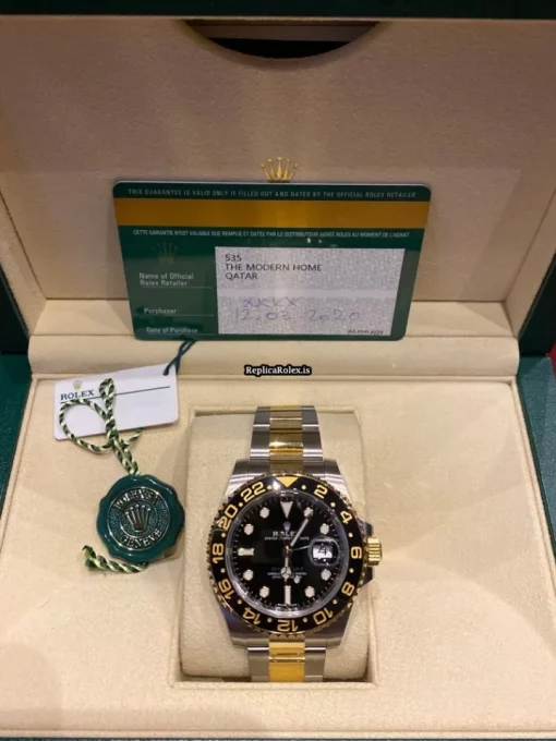 Swiss Replica Rolex Gmt-master II 116713ln Caliber 3186 Automatic Movement 40mm Gold/steel Case Mens/unisex Watch - Image 11