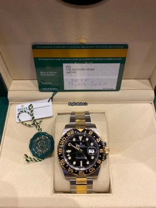 Swiss Replica Rolex Gmt-master II 116713ln Caliber 3186 Automatic Movement 40mm Gold/steel Case Mens/unisex Watch - Image 12