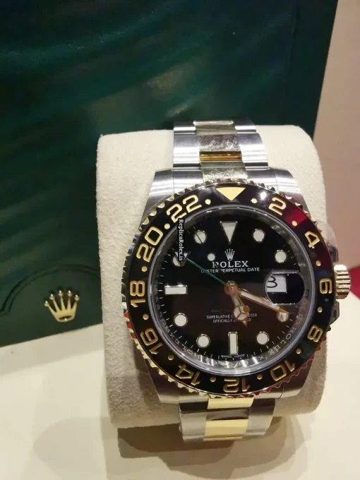 Swiss Replica Rolex Gmt-master II 116713ln Caliber 3186 Automatic Movement 40mm Gold/steel Case Mens/unisex Watch - Image 2