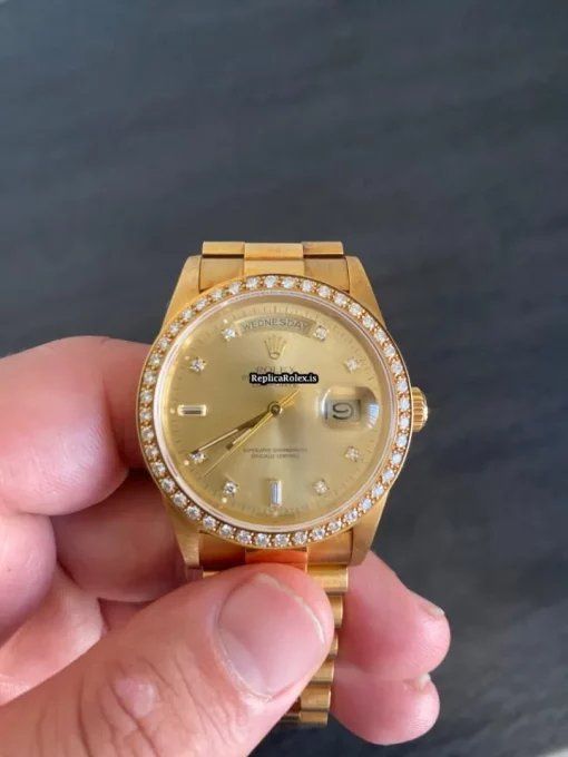 Epic Fakes Rolex Day-date 18348a Automatic Movement Yellow Gold Case Mens/unisex Watch - Image 5