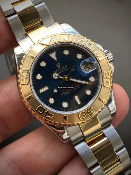 Beautiful Fake Rolex Yacht-master 168623 Caliber 2235 Automatic Movement 35mm Gold/steel Case Mens/unisex Watch - Image 11