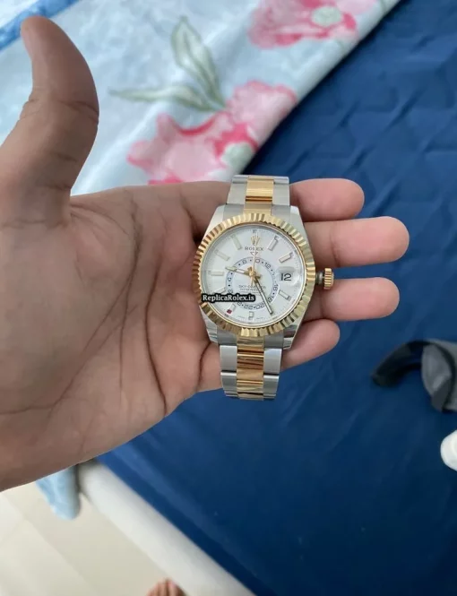 Discount Fake Rolex Sky-dweller 326933 Caliber 9001 Manual Winding Movement 42mm Gold/steel Case Mens/unisex Watch - Image 4