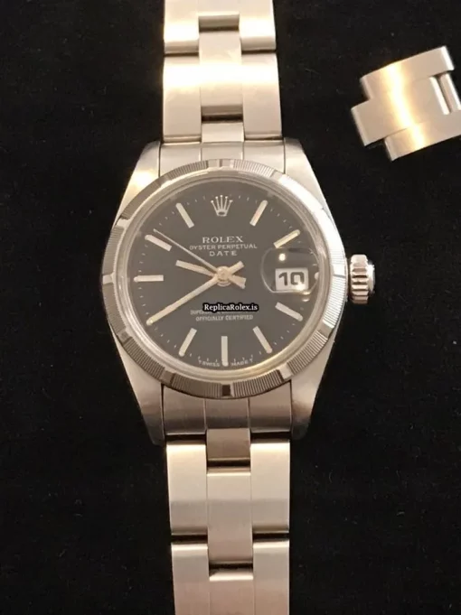 Quality Fake Rolex Oyster Perpetual Lady Date 69190 Caliber 2135 Automatic Movement 26mm Steel Case Womens Watch - Image 2