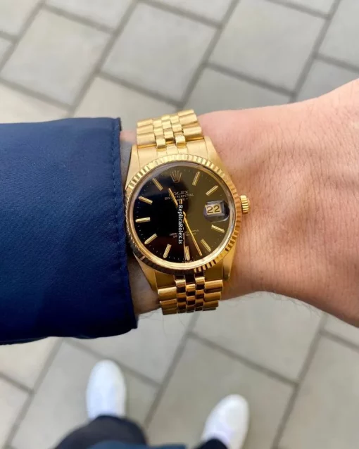 Fabulous Clone Rolex Oyster Perpetual Date 1503 Caliber 1570 Automatic Movement 34mm Yellow Gold Case Mens/unisex Watch - Image 4