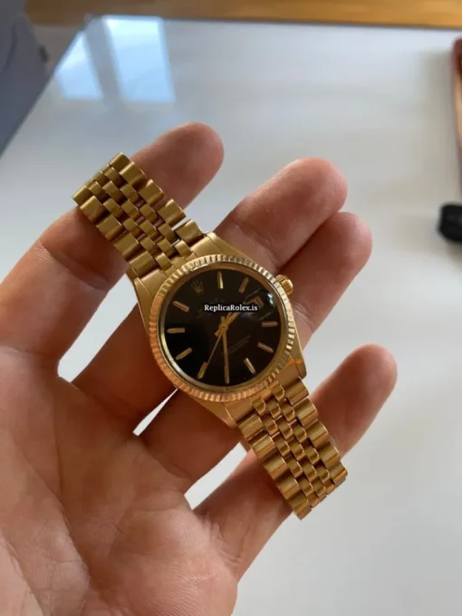Fabulous Clone Rolex Oyster Perpetual Date 1503 Caliber 1570 Automatic Movement 34mm Yellow Gold Case Mens/unisex Watch - Image 6