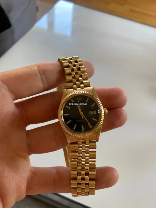 Fabulous Clone Rolex Oyster Perpetual Date 1503 Caliber 1570 Automatic Movement 34mm Yellow Gold Case Mens/unisex Watch - Image 7