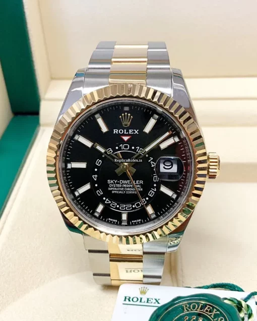 Fine Fake Rolex Sky-dweller 326933 Caliber 9001 Automatic Movement 42mm Gold/steel Case Mens/unisex Watch - Image 2