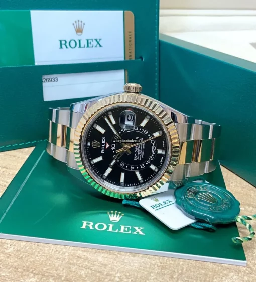 Fine Fake Rolex Sky-dweller 326933 Caliber 9001 Automatic Movement 42mm Gold/steel Case Mens/unisex Watch - Image 7