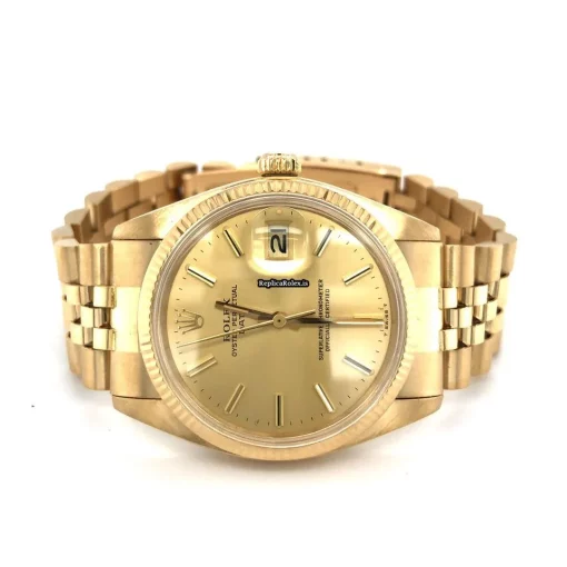 Distinctive Replica Rolex Oyster Perpetual Date 1503 Automatic Movement 34mm Yellow Gold Case Mens/unisex Watch - Image 2