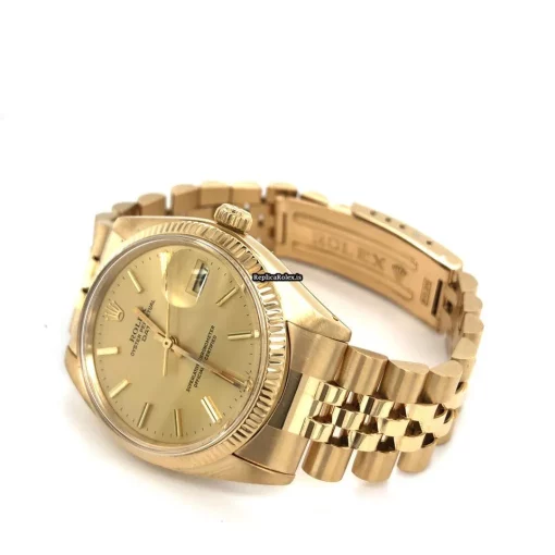 Distinctive Replica Rolex Oyster Perpetual Date 1503 Automatic Movement 34mm Yellow Gold Case Mens/unisex Watch - Image 3