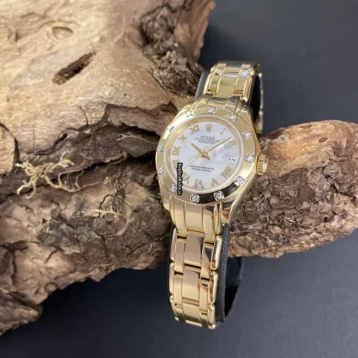 Cheap Replica Rolex Lady-datejust Pearlmaster 69318 Automatic Movement 28mm Yellow Gold Case Watch - Image 2
