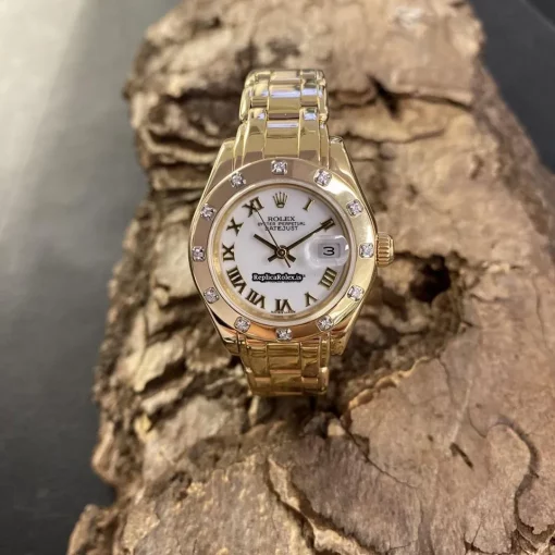 Cheap Replica Rolex Lady-datejust Pearlmaster 69318 Automatic Movement 28mm Yellow Gold Case Watch - Image 3