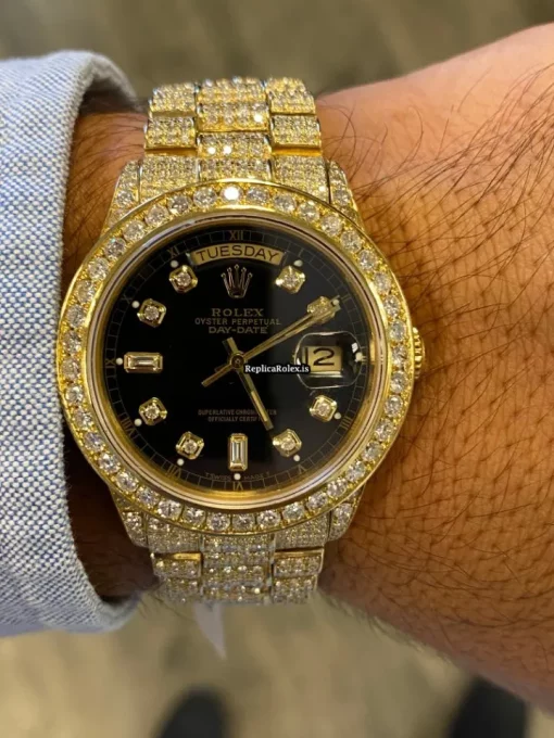 Lovely Replica Rolex Day-date 36 18038 Caliber 3055 Automatic Movement 36mm Yellow Gold Case Mens/unisex Watch - Image 2