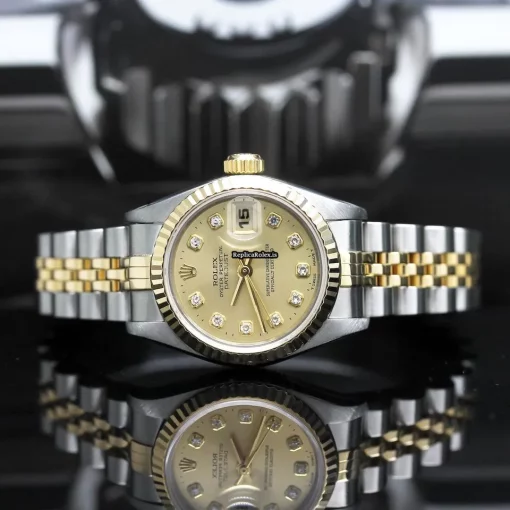 Attractive Fake Rolex Lady-datejust 69173 Caliber 2135 Automatic Movement 26x42mm Gold/steel Case Womens Watch - Image 2