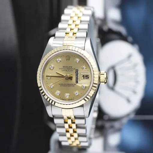 Attractive Fake Rolex Lady-datejust 69173 Caliber 2135 Automatic Movement 26x42mm Gold/steel Case Womens Watch - Image 8
