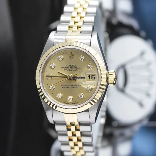 Attractive Fake Rolex Lady-datejust 69173 Caliber 2135 Automatic Movement 26x42mm Gold/steel Case Womens Watch - Image 9