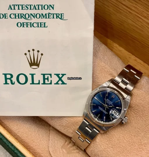 Fabulous Fakes Rolex Oyster Perpetual Lady Date 69160 Caliber 2135 Automatic Movement 26mm Steel Case Womens Watch - Image 6