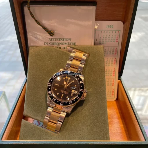 Ideal Fake Rolex Gmt-master 1675 Caliber 1570 Automatic Movement 40mm Gold/steel Case Mens/unisex Watch - Image 7