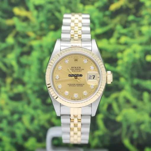 Defect Copy Rolex Lady-datejust 69173 Caliber 2135 Automatic Movement 26x42mm Gold/steel Case Womens Watch - Image 3