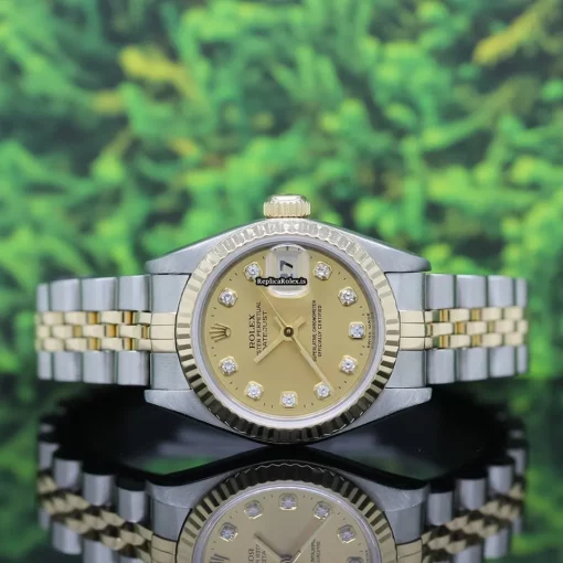 Defect Copy Rolex Lady-datejust 69173 Caliber 2135 Automatic Movement 26x42mm Gold/steel Case Womens Watch - Image 4