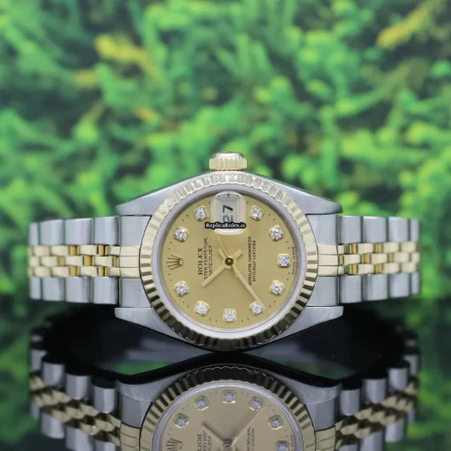 Defect Copy Rolex Lady-datejust 69173 Caliber 2135 Automatic Movement 26x42mm Gold/steel Case Womens Watch - Image 5