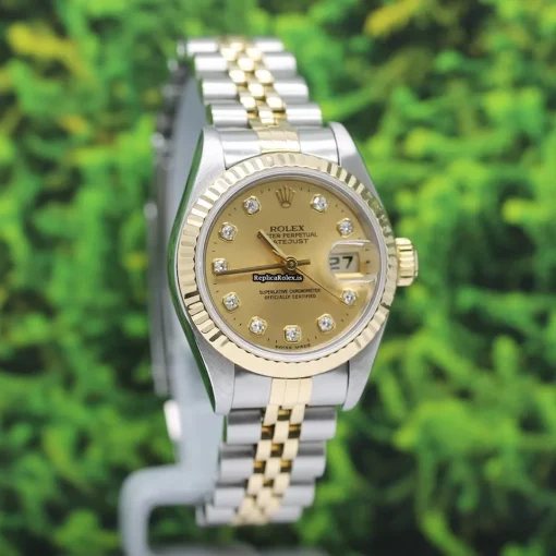 Defect Copy Rolex Lady-datejust 69173 Caliber 2135 Automatic Movement 26x42mm Gold/steel Case Womens Watch - Image 6