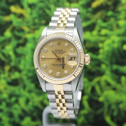Defect Copy Rolex Lady-datejust 69173 Caliber 2135 Automatic Movement 26x42mm Gold/steel Case Womens Watch - Image 8