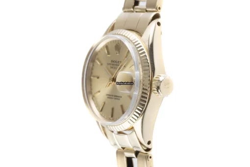 Excellent Replica Rolex Oyster Perpetual Lady Date 6517 Caliber 1130 Automatic Movement 26mm Yellow Gold Case Womens Watch - Image 5