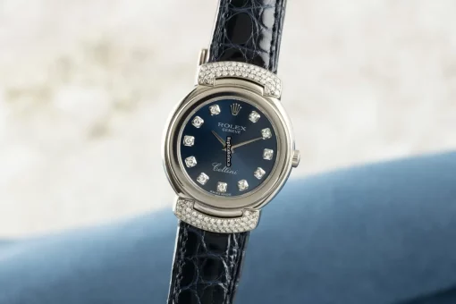 Nice Fake Rolex Cellini 6672 Caliber 6620 Quartz Movement 26mm White Gold Case Womens Watch