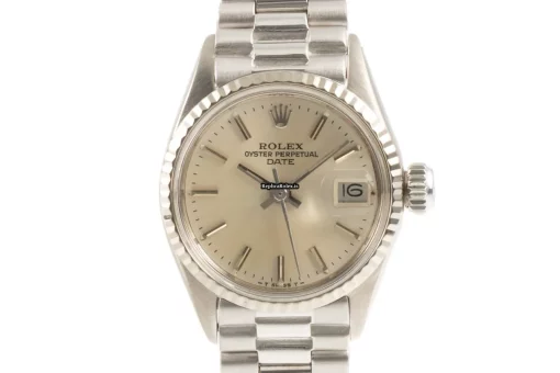 Wonderful Fake Rolex Oyster Perpetual Lady Date 6516 Caliber 1160 Automatic Movement 26mm White Gold Case Womens Watch - Image 7