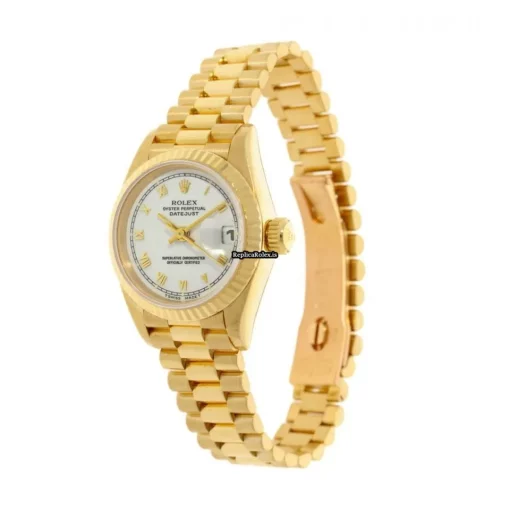 Stylish Fake Rolex Lady-datejust 69178 Automatic Movement 26mm Yellow Gold Case Womens Watch - Image 3